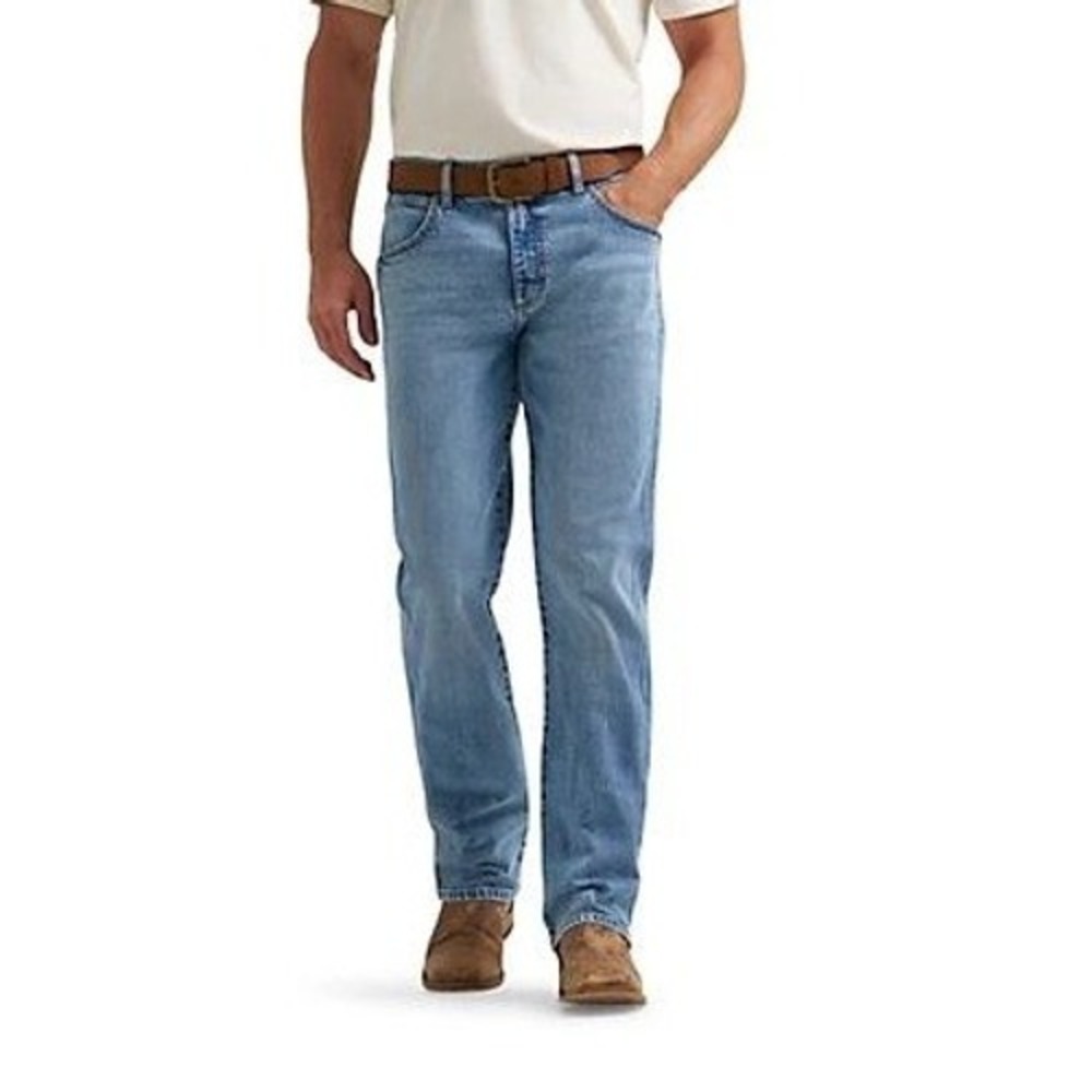 Wrangler Retro Slim Straight Jeans Men's Light Wash Denim Western Cowboy 28x30